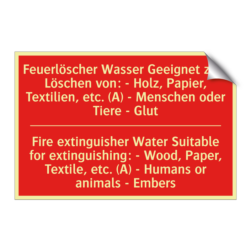 Feuerlöscher Wasser Geeignet zum /.../ - Fire extinguisher Water Suitable /.../