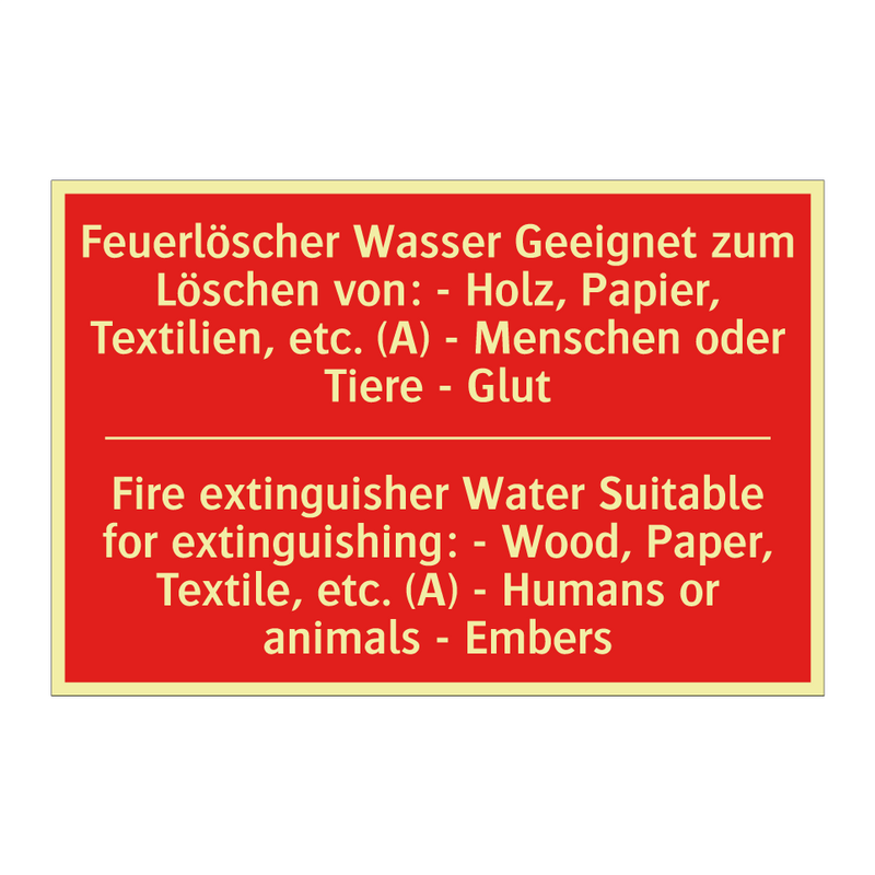 Feuerlöscher Wasser Geeignet zum /.../ - Fire extinguisher Water Suitable /.../
