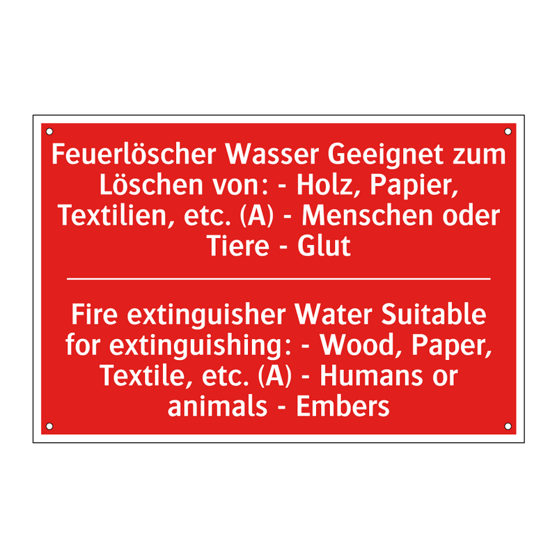 Feuerlöscher Wasser Geeignet zum /.../ - Fire extinguisher Water Suitable /.../