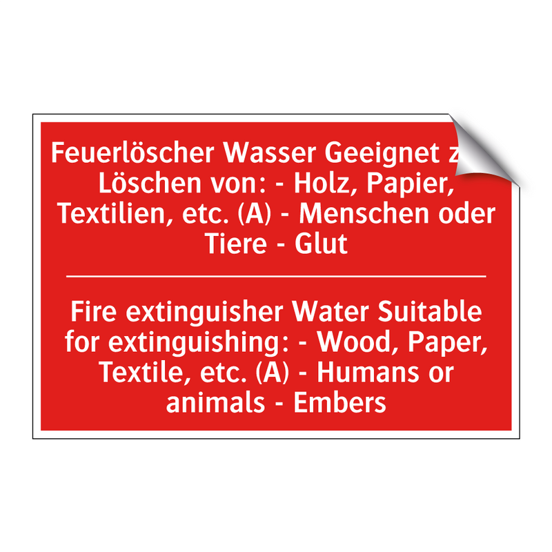 Feuerlöscher Wasser Geeignet zum /.../ - Fire extinguisher Water Suitable /.../