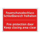 Feuerschutzabschluss Schließbereich /.../ - Fire protection door Keep closing /.../
