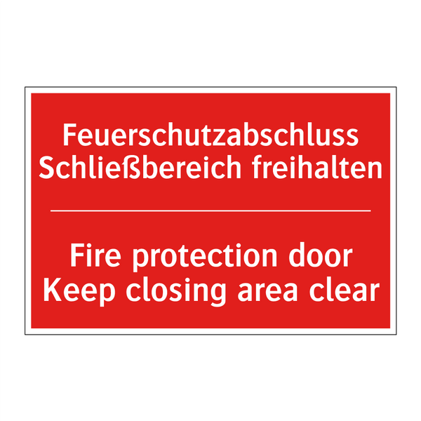 Feuerschutzabschluss Schließbereich /.../ - Fire protection door Keep closing /.../