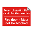 Feuerschutztür - Darf nicht blockiert /.../ - Fire door - Must not be blocked/.../