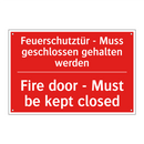 Feuerschutztür - Muss geschlossen /.../ - Fire door - Must be kept closed/.../