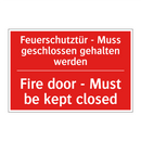 Feuerschutztür - Muss geschlossen /.../ - Fire door - Must be kept closed/.../