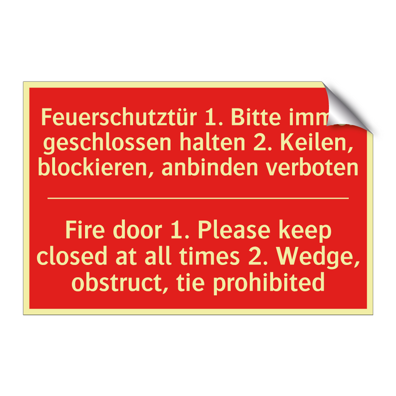 Feuerschutztür 1. Bitte immer /.../ - Fire door 1. Please keep closed /.../