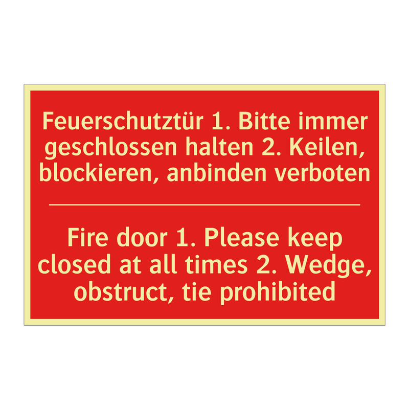 Feuerschutztür 1. Bitte immer /.../ - Fire door 1. Please keep closed /.../