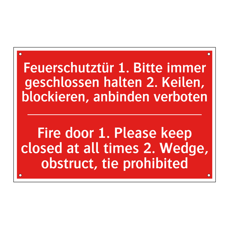 Feuerschutztür 1. Bitte immer /.../ - Fire door 1. Please keep closed /.../