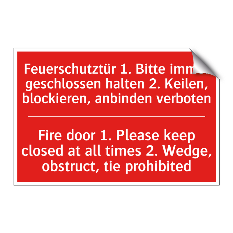 Feuerschutztür 1. Bitte immer /.../ - Fire door 1. Please keep closed /.../