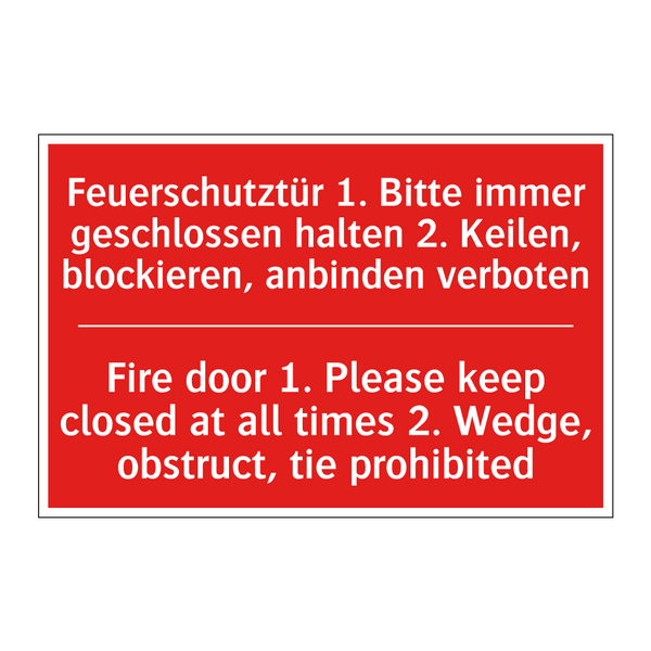 Feuerschutztür 1. Bitte immer /.../ - Fire door 1. Please keep closed /.../