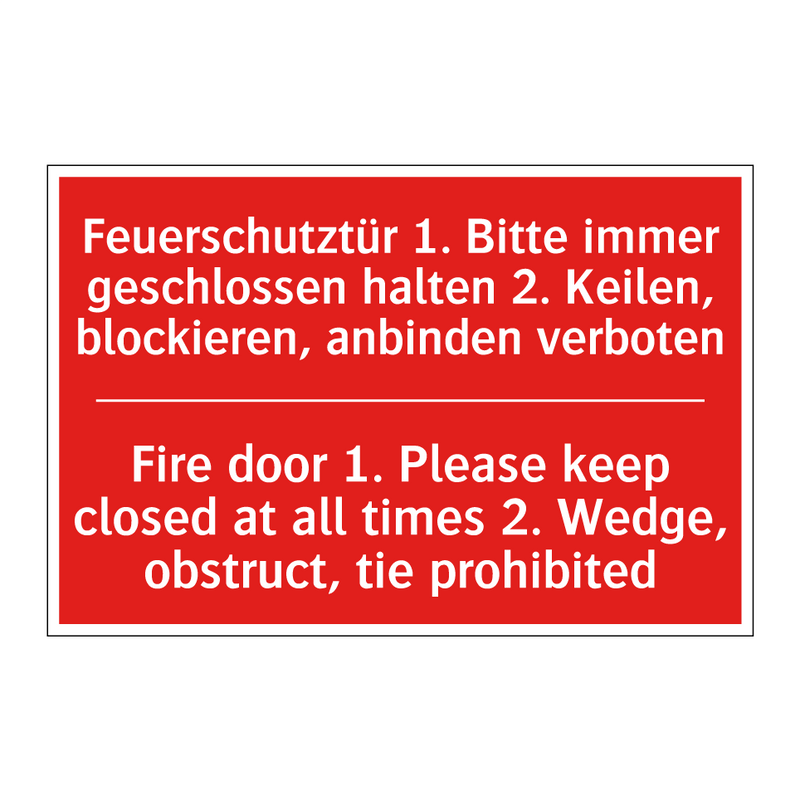 Feuerschutztür 1. Bitte immer /.../ - Fire door 1. Please keep closed /.../