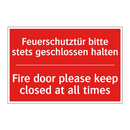 Feuerschutztür bitte stets geschlossen /.../ - Fire door please keep closed at /.../