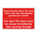 Feuerschutztür Diese Tür muss /.../ - Fire door This door must be closed /.../