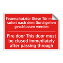 Feuerschutztür Diese Tür muss /.../ - Fire door This door must be closed /.../
