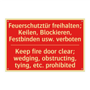 Feuerschutztür freihalten; Keilen, /.../ - Keep fire door clear; wedging, /.../