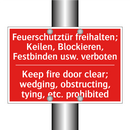 Feuerschutztür freihalten; Keilen, /.../ - Keep fire door clear; wedging, /.../