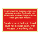 Feuerschutztür muss geschlossen /.../ - Fire door must be kept closed. /.../