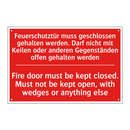 Feuerschutztür muss geschlossen /.../ - Fire door must be kept closed. /.../