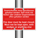Feuerschutztür muss geschlossen /.../ - Fire door must be kept closed. /.../
