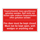 Feuerschutztür muss geschlossen /.../ - Fire door must be kept closed. /.../