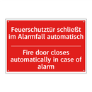 Feuerschutztür schließt im Alarmfall /.../ - Fire door closes automatically /.../