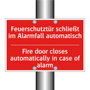 Feuerschutztür schließt im Alarmfall /.../ - Fire door closes automatically /.../