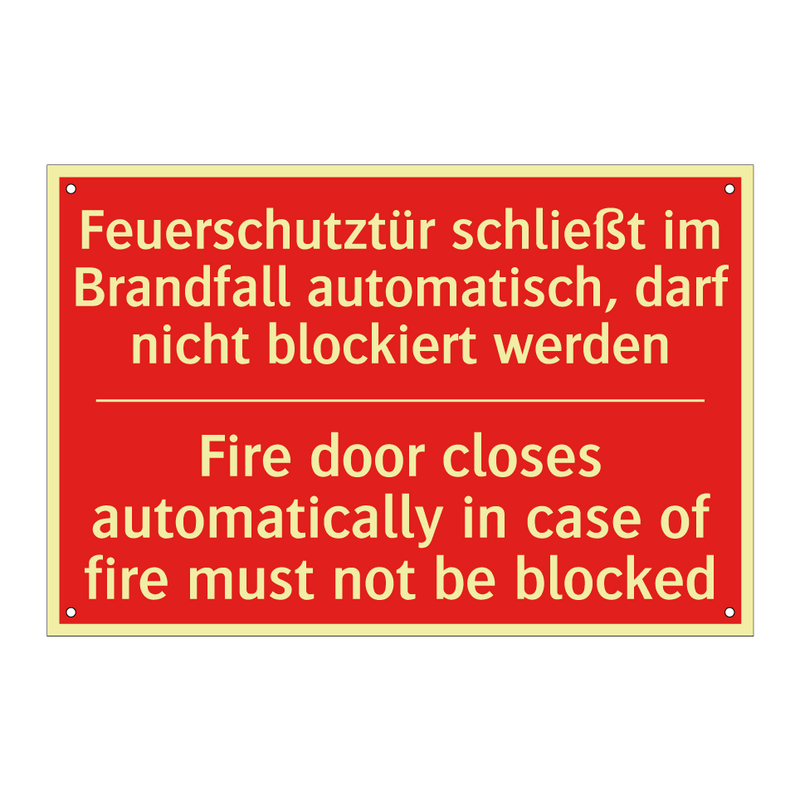Feuerschutztür schließt im Brandfall /.../ - Fire door closes automatically /.../