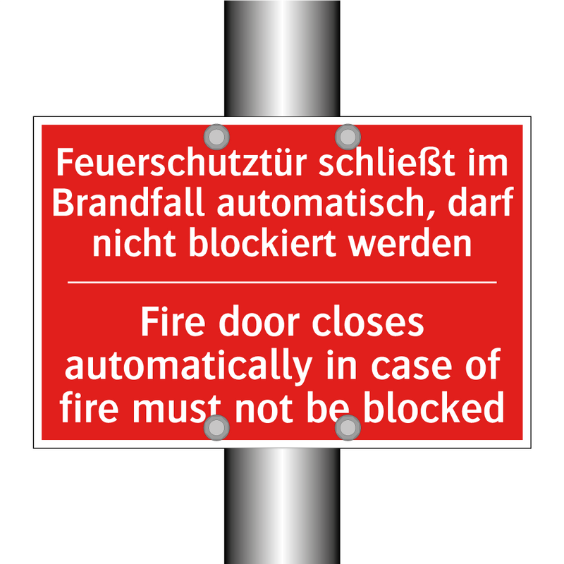 Feuerschutztür schließt im Brandfall /.../ - Fire door closes automatically /.../