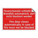 Feuerschutztür schließt im Brandfall /.../ - Fire door closes automatically /.../