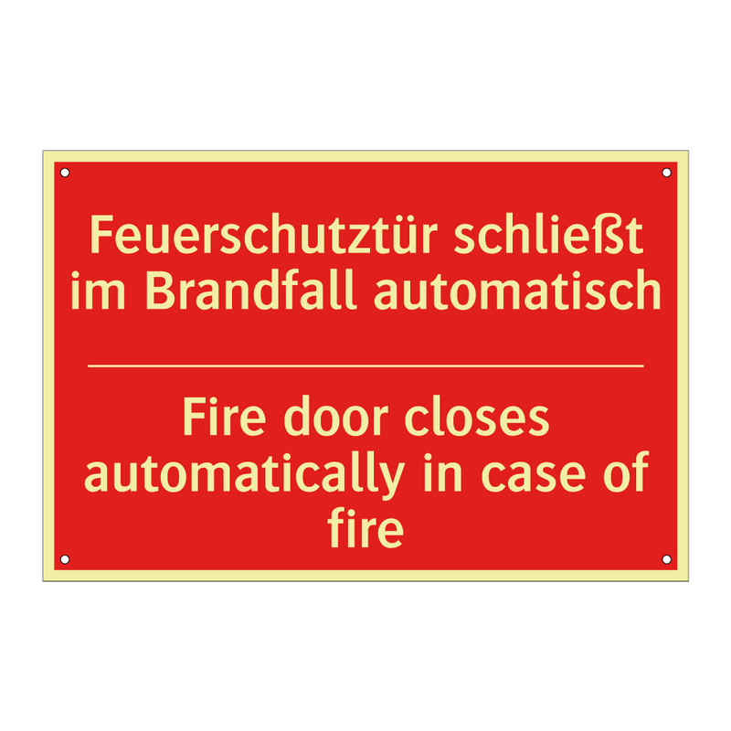 Feuerschutztür schließt im Brandfall /.../ - Fire door closes automatically /.../