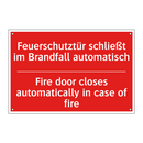 Feuerschutztür schließt im Brandfall /.../ - Fire door closes automatically /.../