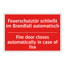 Feuerschutztür schließt im Brandfall /.../ - Fire door closes automatically /.../
