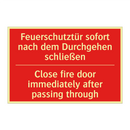 Feuerschutztür sofort nach dem /.../ - Close fire door immediately after /.../