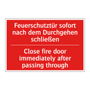 Feuerschutztür sofort nach dem /.../ - Close fire door immediately after /.../