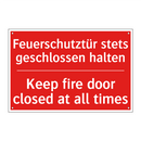 Feuerschutztür stets geschlossen /.../ - Keep fire door closed at all times/.../