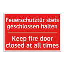 Feuerschutztür stets geschlossen /.../ - Keep fire door closed at all times/.../