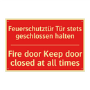 Feuerschutztür Tür stets geschlossen /.../ - Fire door Keep door closed at /.../