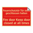 Feuerschutztür Tür stets geschlossen /.../ - Fire door Keep door closed at /.../