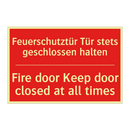 Feuerschutztür Tür stets geschlossen /.../ - Fire door Keep door closed at /.../