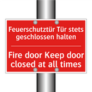 Feuerschutztür Tür stets geschlossen /.../ - Fire door Keep door closed at /.../