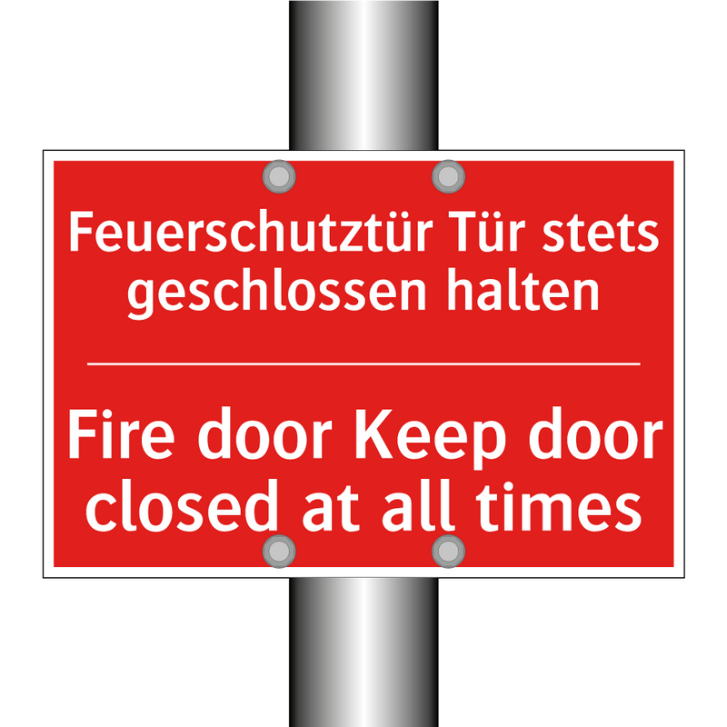 Feuerschutztür Tür stets geschlossen /.../ - Fire door Keep door closed at /.../