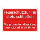 Feuerschutztür Tür stets schließen/.../ - Fire protection door Keep door /.../