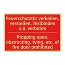 Feuerschutztür verkeilen, verstellen, /.../ - Propping open, obstructing, tying, /.../
