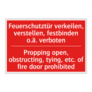 Feuerschutztür verkeilen, verstellen, /.../ - Propping open, obstructing, tying, /.../