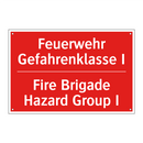 Feuerwehr Gefahrenklasse I - Fire Brigade Hazard Group I