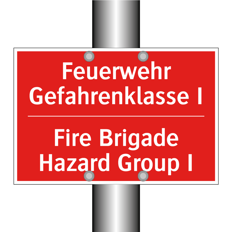 Feuerwehr Gefahrenklasse I - Fire Brigade Hazard Group I