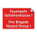 Feuerwehr Gefahrenklasse I - Fire Brigade Hazard Group I