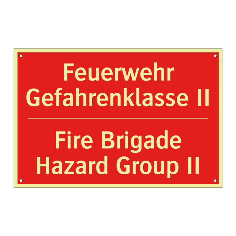 Feuerwehr Gefahrenklasse II - Fire Brigade Hazard Group II