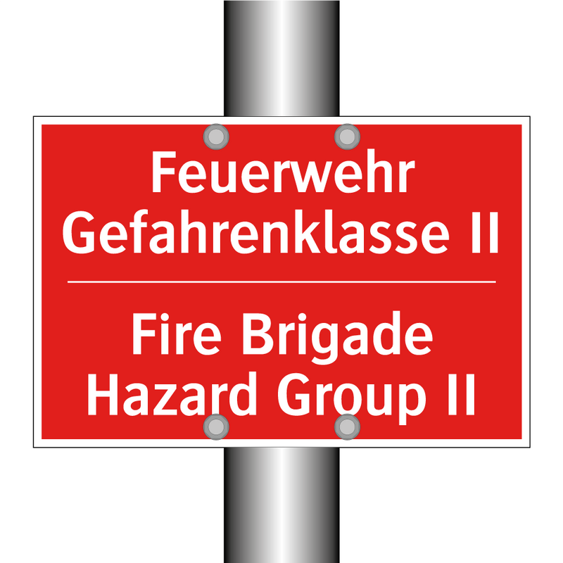 Feuerwehr Gefahrenklasse II - Fire Brigade Hazard Group II
