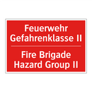 Feuerwehr Gefahrenklasse II - Fire Brigade Hazard Group II